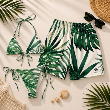 Holandly “Only Us.” Tropical Shorts, Bikini , Couple Set
