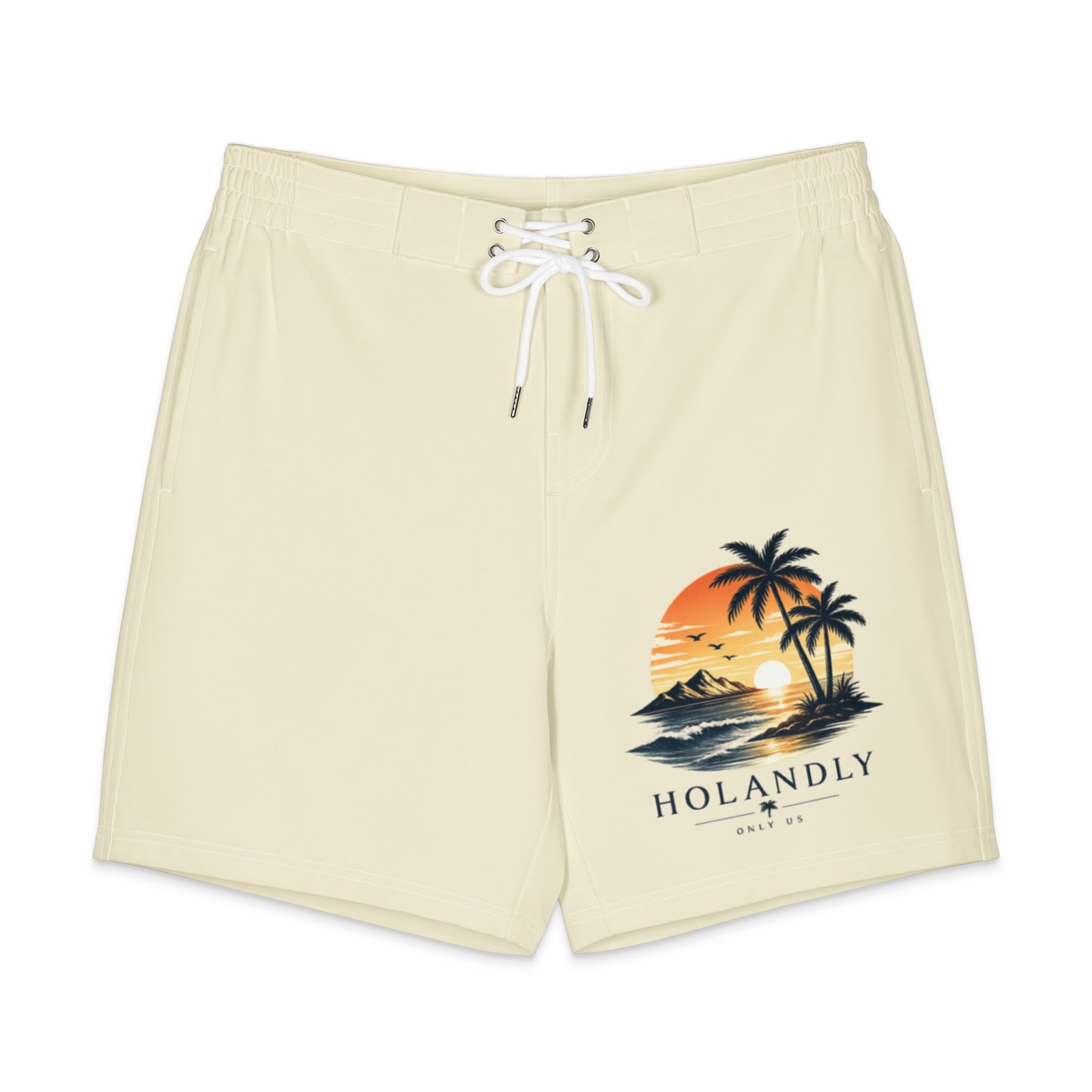 all-over-print-mens-board-shorts-white-front-6a499bfb1193e.jpg HOLANDLY Paradise Collection™ Men's Swim Shorts | Premium Tropical Swimwear - Image 1