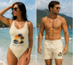 HOLANDLY Paradise Collection™ Matching Swim Set | Women's One-Piece Swimsuit & Men's Swim Shorts - Image 3